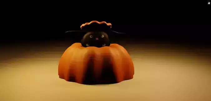 Cat in the pumpkin for Halloween