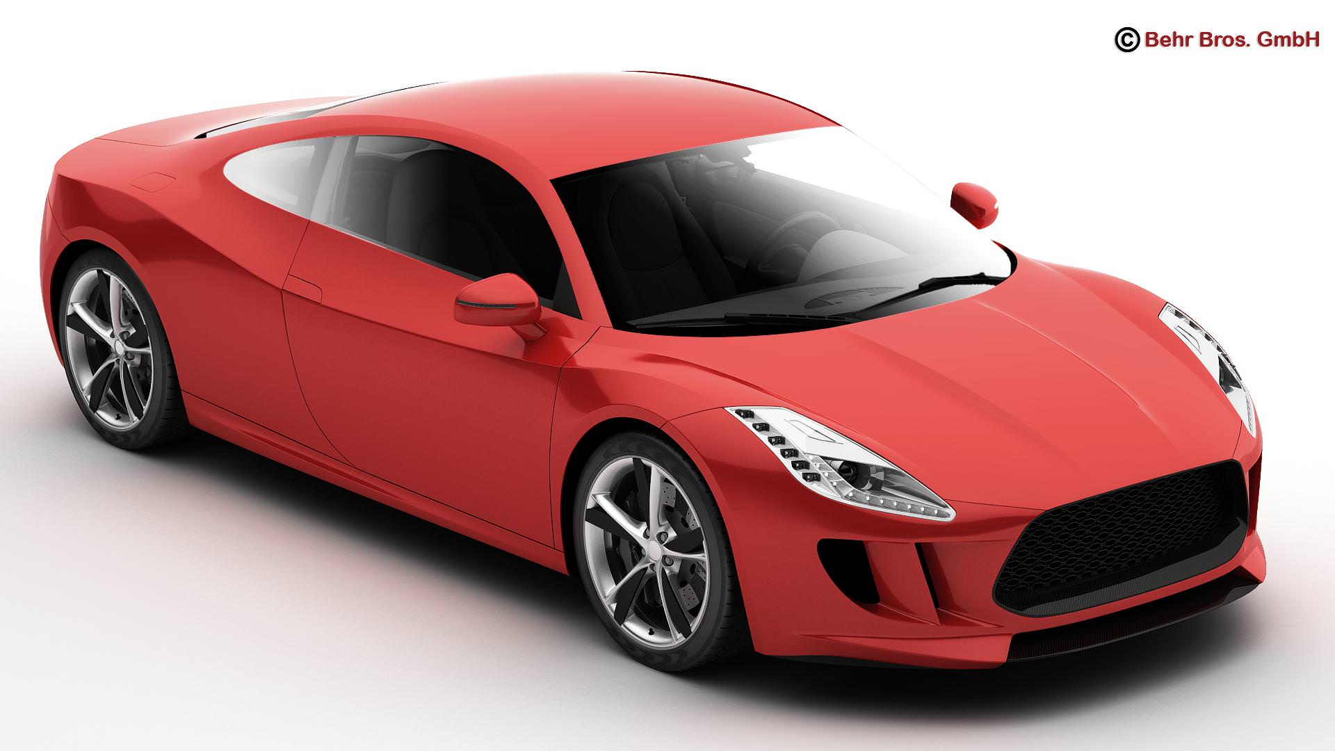 Generic Sports Car 3D Model MAX OBJ 3DS FBX C4D LWO LW LWS