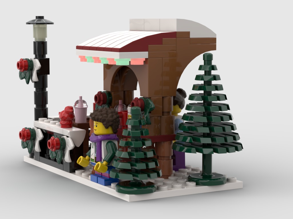 PixelBricks3D - Lego Christmas Snowboarding Drinks Stand  3D print model_1