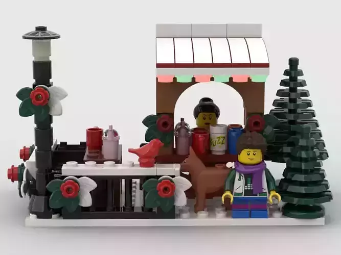 PixelBricks3D - Lego Christmas Snowboarding Drinks Stand  3D print model