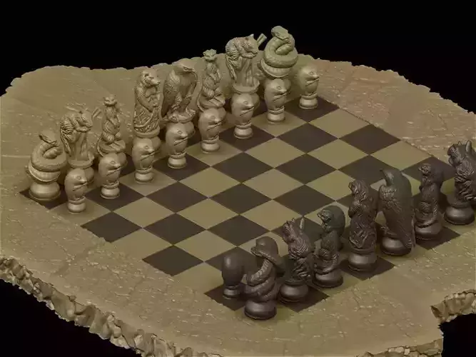 The Hobbit Beorns Cabin Chess Set 3d digital download 3D print model
