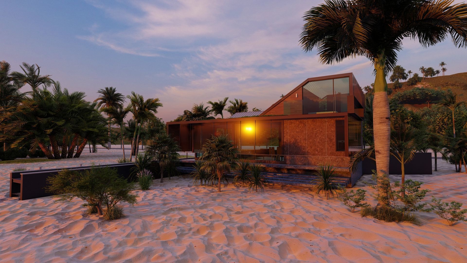 Casa Scene-villa-modern house 3D model_3