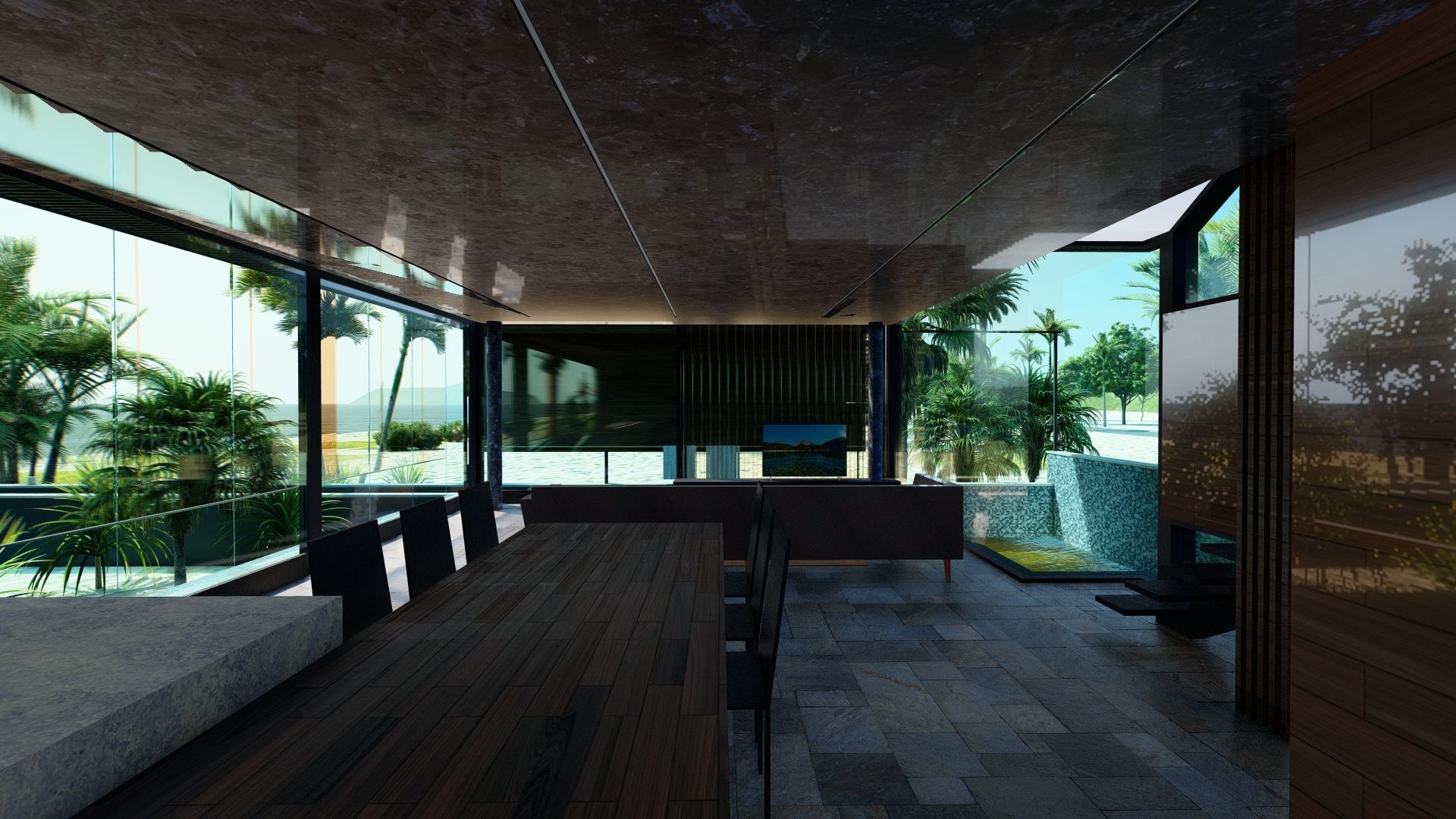 Casa Scene-villa-modern house 3D model_1