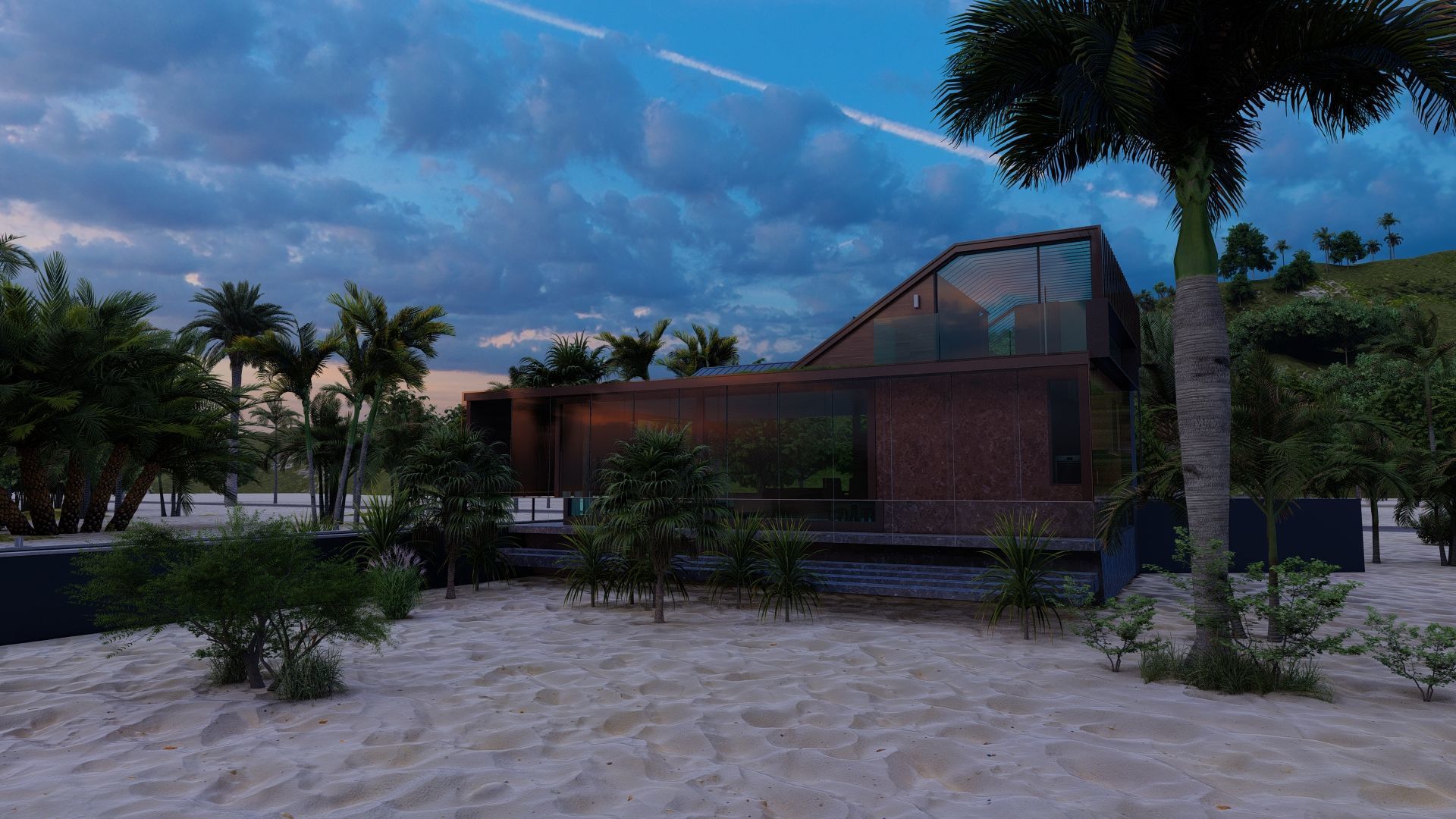 Casa Scene-villa-modern house 3D model_4