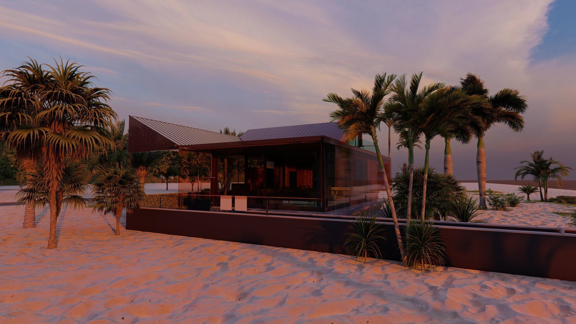 Casa Scene-villa-modern house 3D model_8