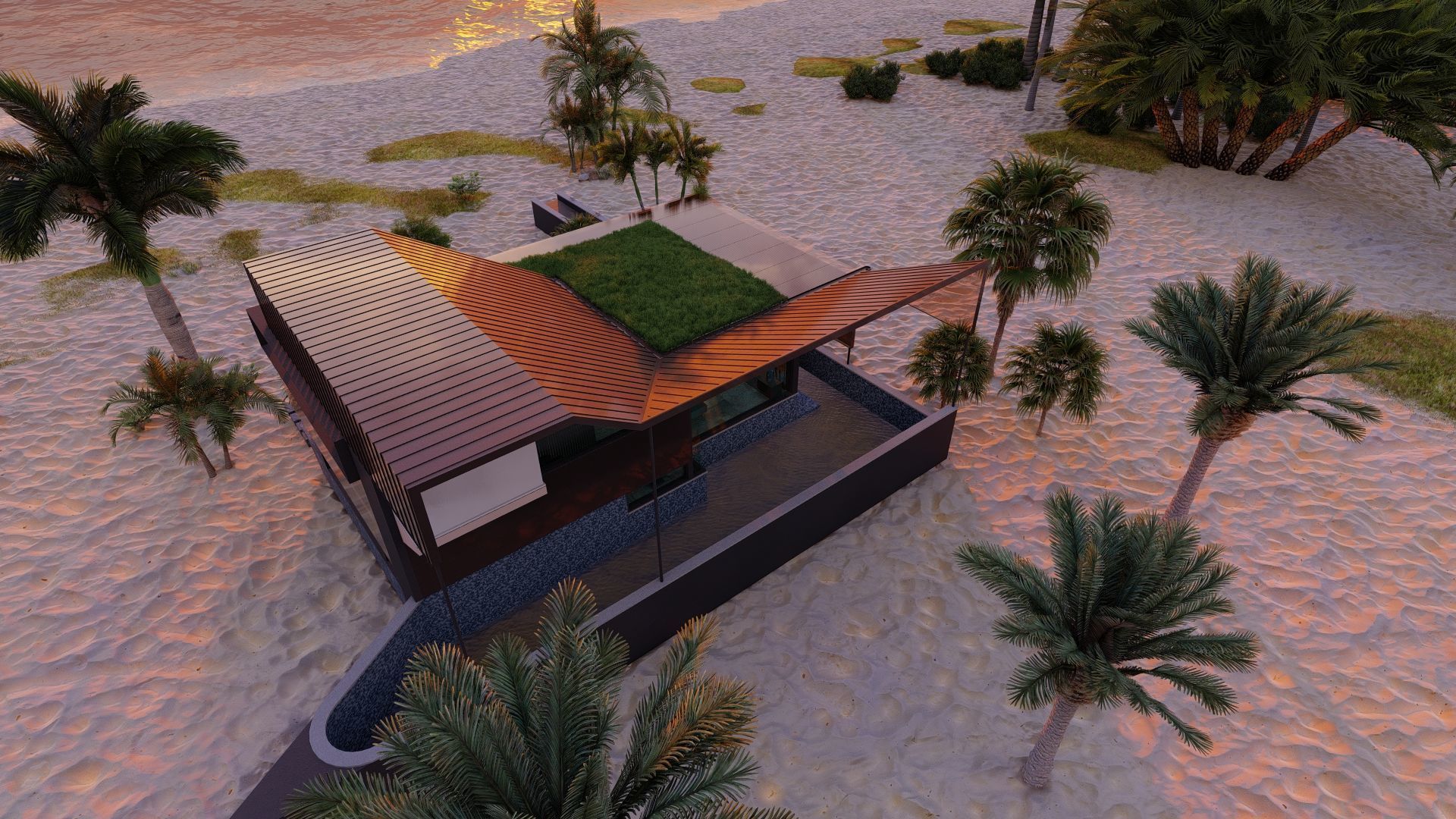 Casa Scene-villa-modern house 3D model_6