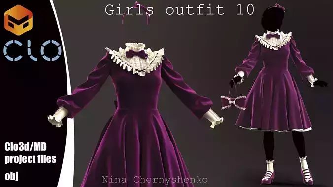 Girls outfit 10 - Marvelous Designer project and OBJ