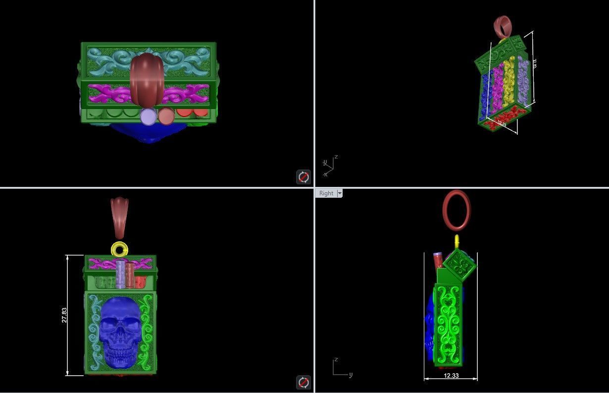 Cigarette Pack Pendant keychain with Skull Design 3D print model_11