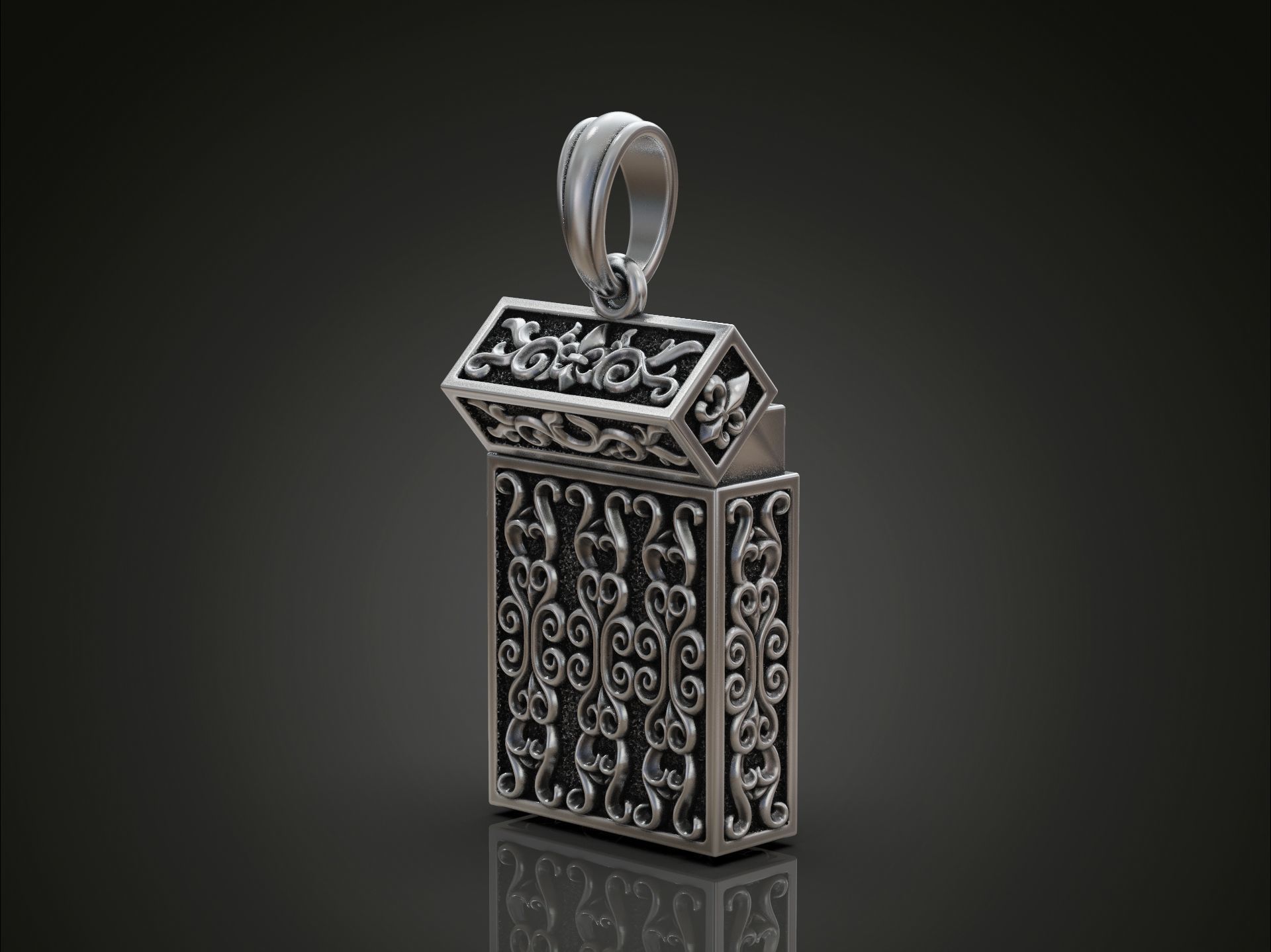 Cigarette Pack Pendant keychain with Skull Design 3D print model_3