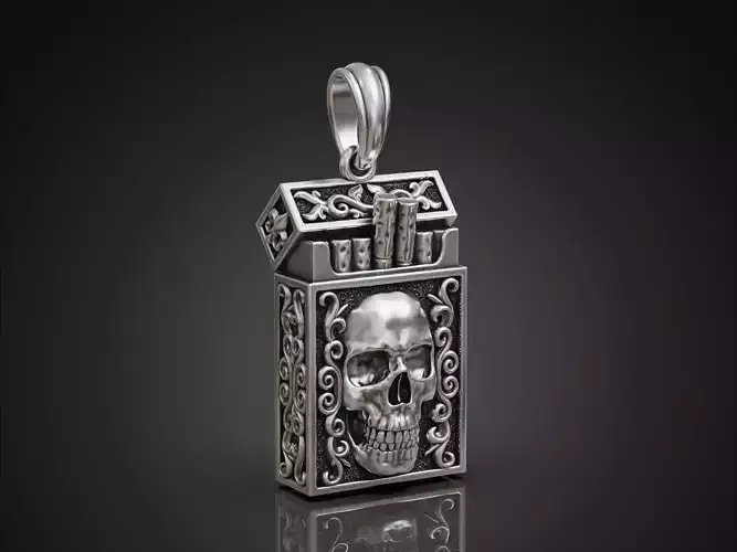 Cigarette Pack Pendant keychain with Skull Design