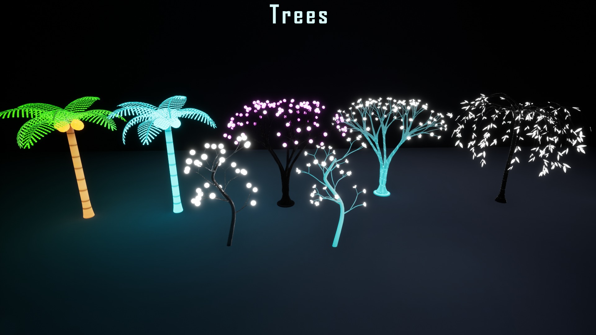 Neon furniture and decor Low-poly 3D model_4