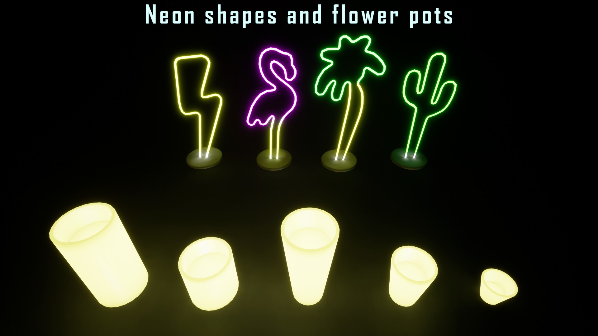 Neon furniture and decor Low-poly 3D model_5