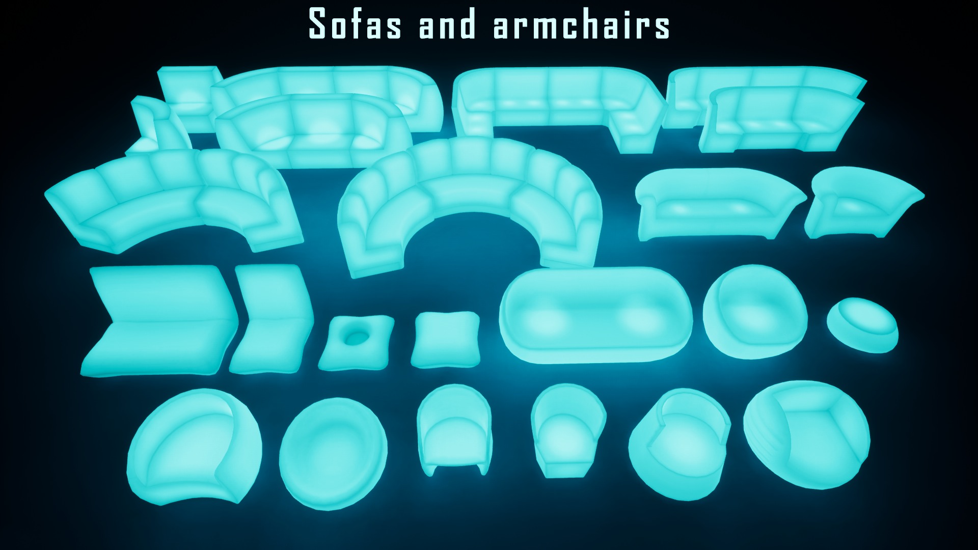 Neon furniture and decor Low-poly 3D model_3