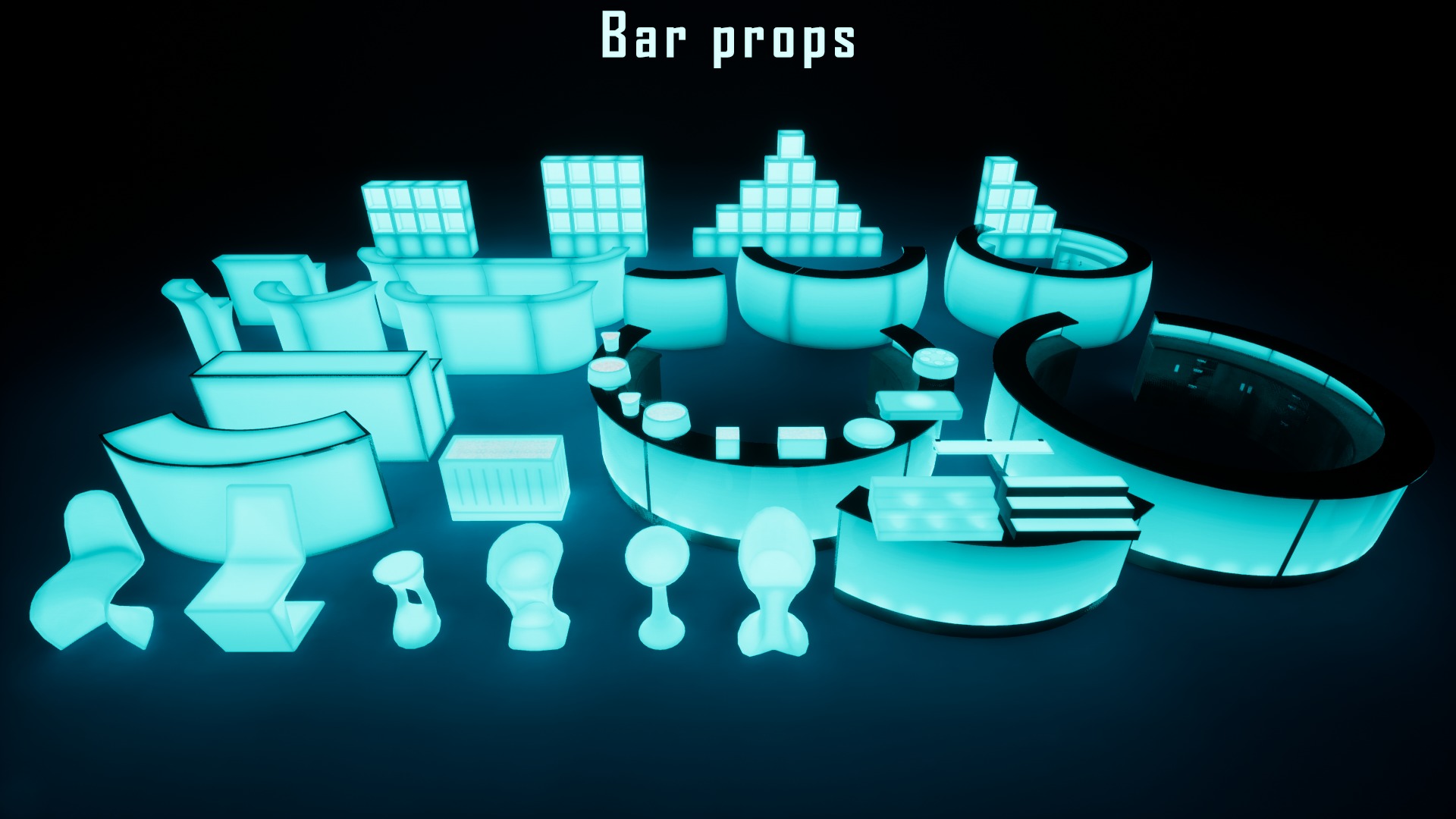 Neon furniture and decor Low-poly 3D model_1