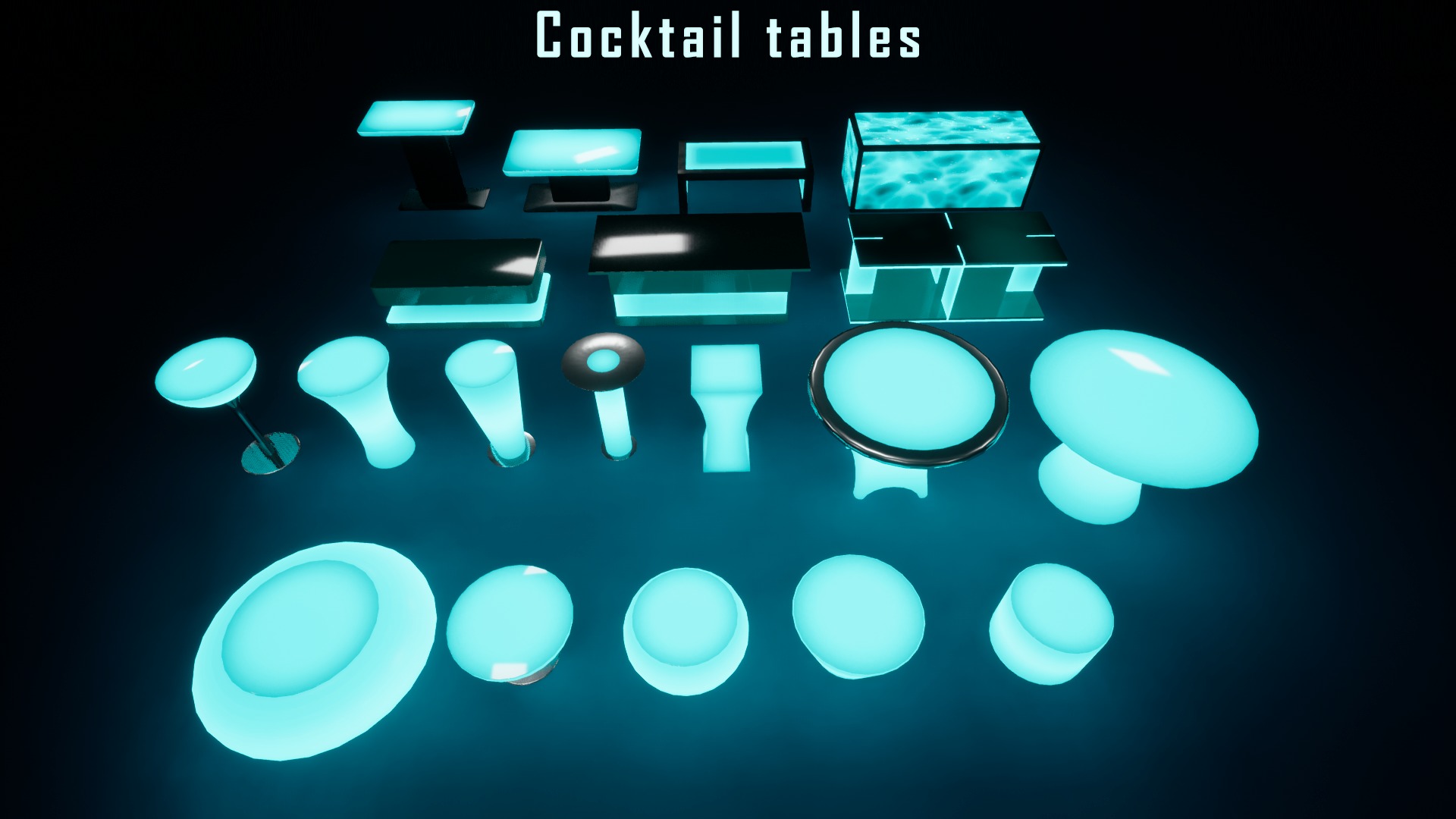 Neon furniture and decor Low-poly 3D model_2