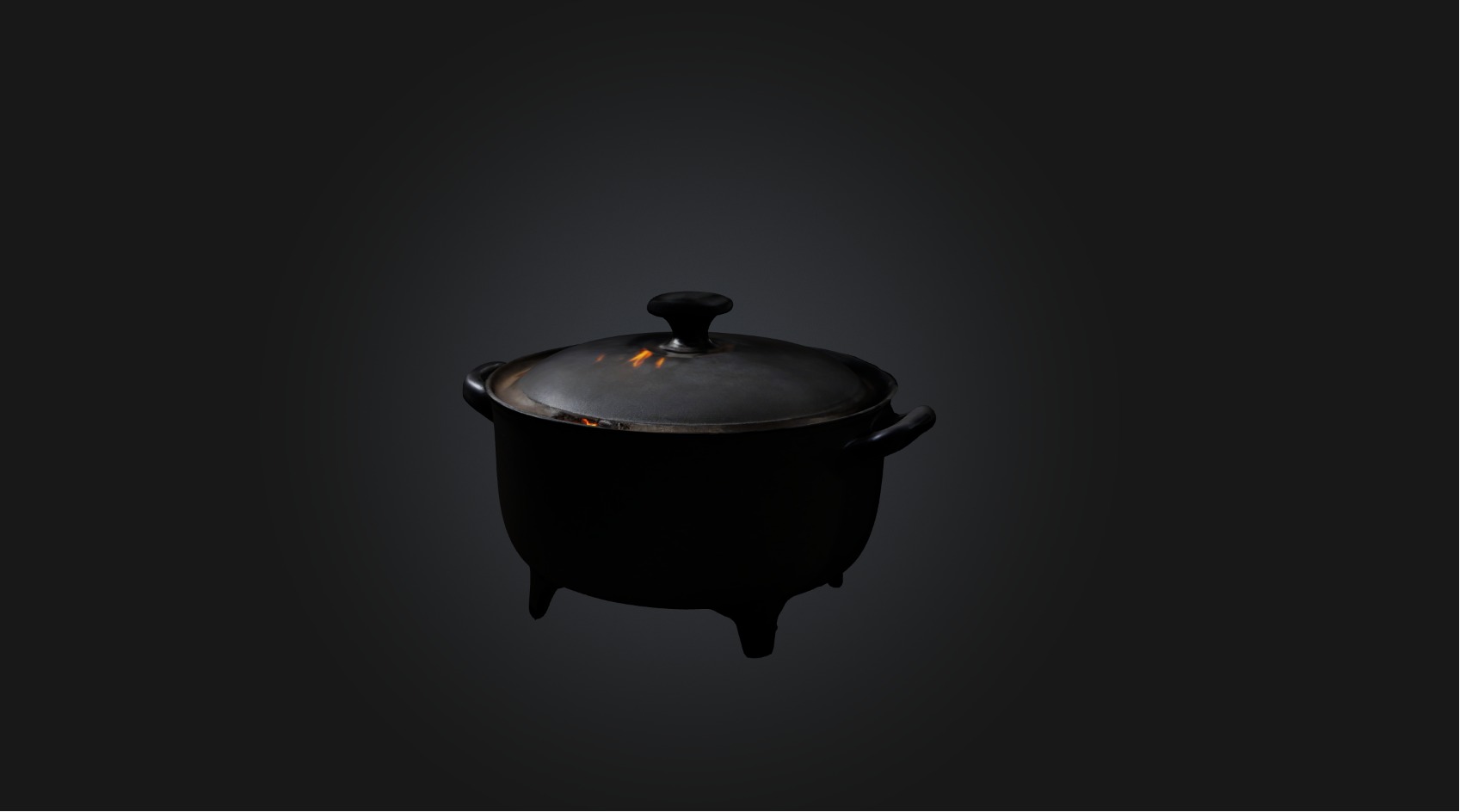 Dutch oven Low-poly 3D model_5