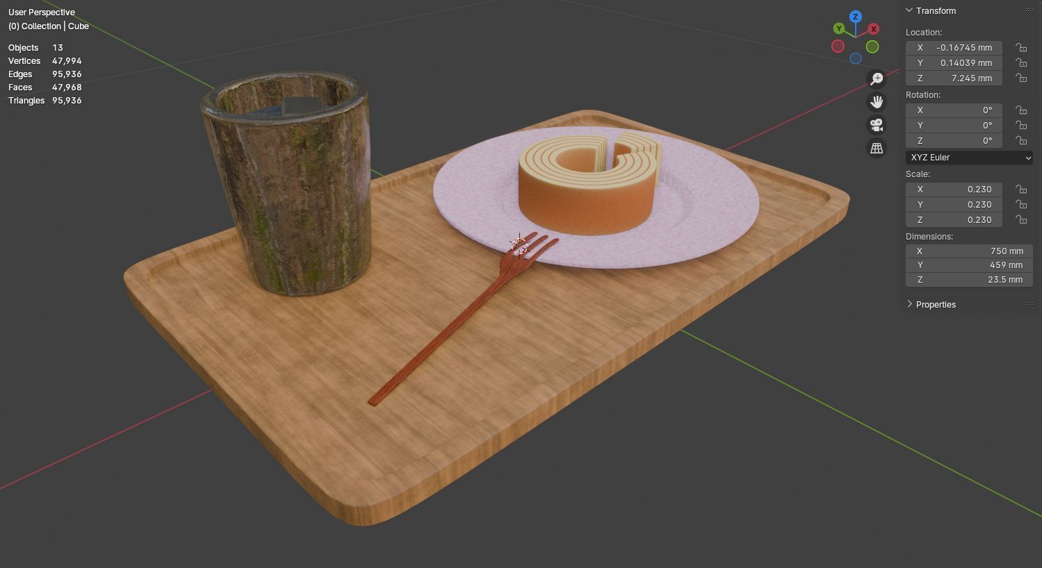 Japan cake dessert 3D model  3D model_11