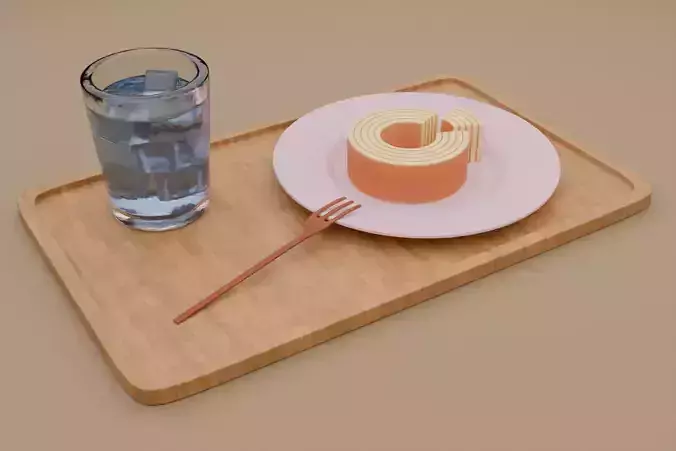 Japan cake dessert 3D model 