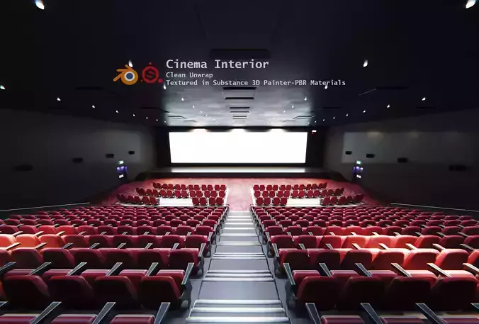 Movie Theater Interior  Low-poly 3D model