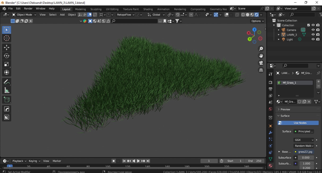 3D Lawn Grass for Garden and Park 3D model_12