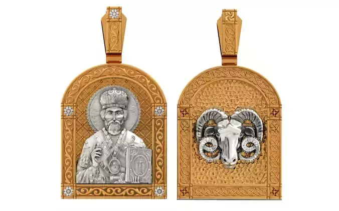 icon Saint Nicholas Rozhdestvensky with zodiac ram 1442 3D print model