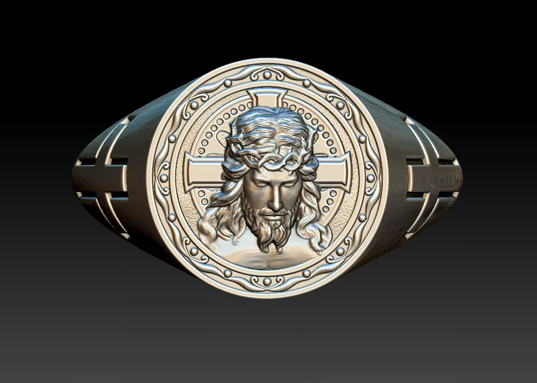 Christ signet ring 3D model_0