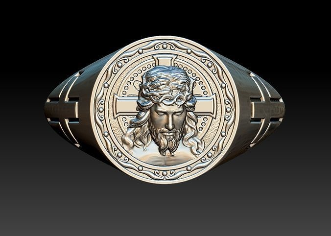 Christ signet ring 3D model