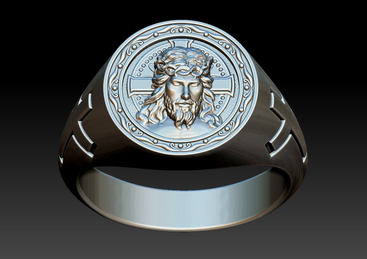 Christ signet ring 3D model_1