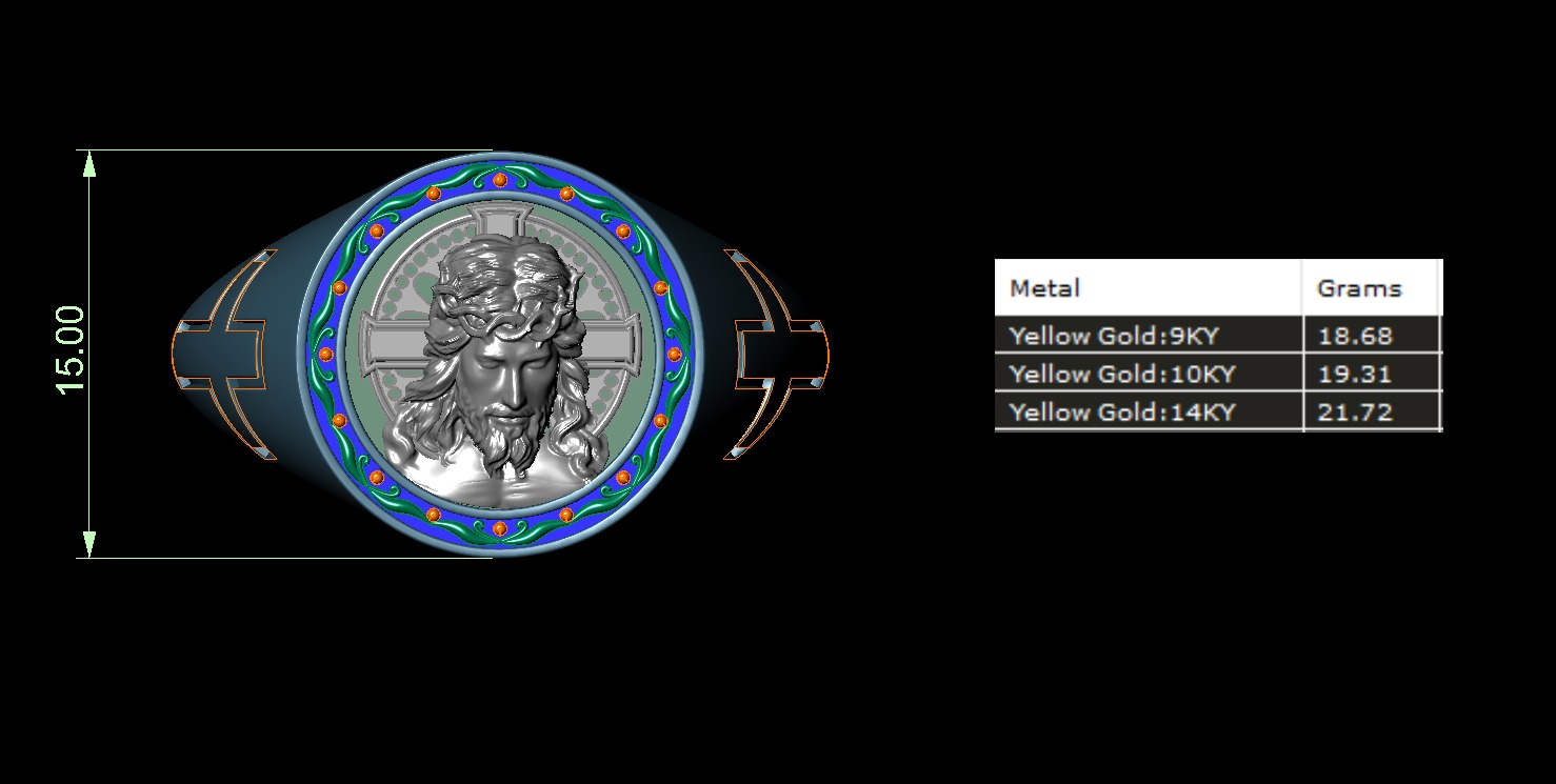 Christ signet ring 3D model_2