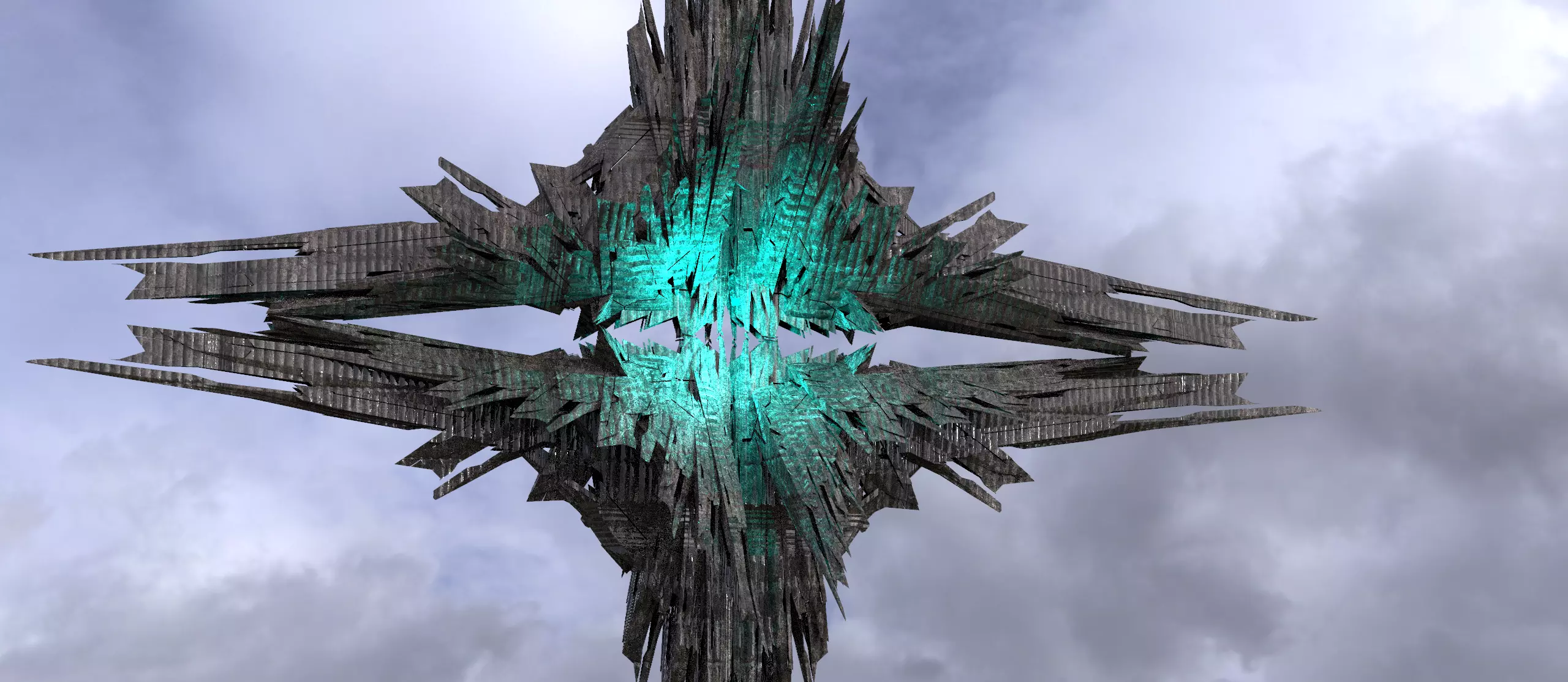 Cyberpunk Dystopian crystal Star ruin 3D model_0