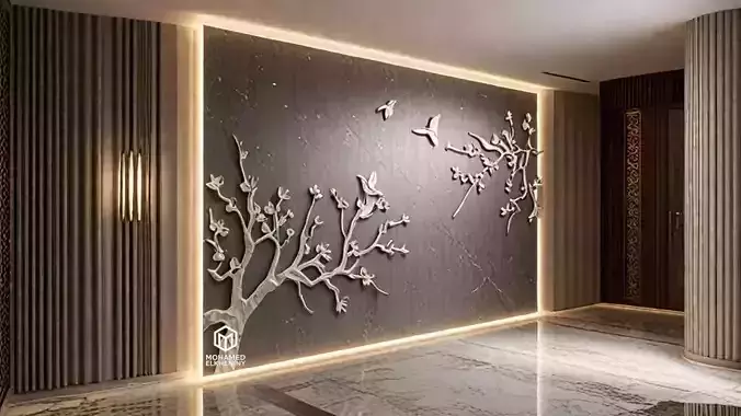 modern panel wall decor set wall relief mural CNC 118