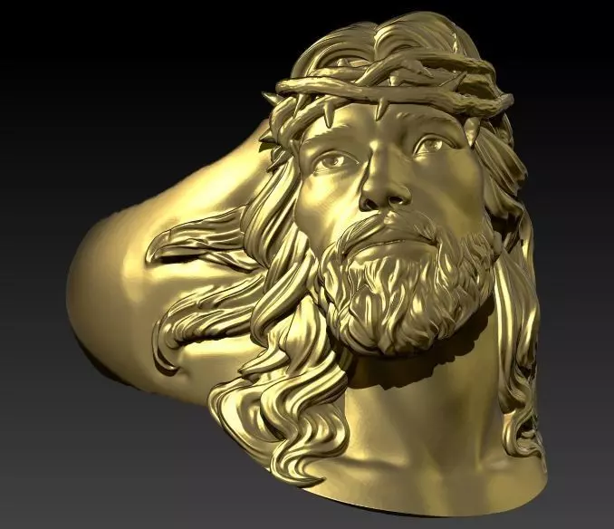 jesus face ring USA size 11 3D print model