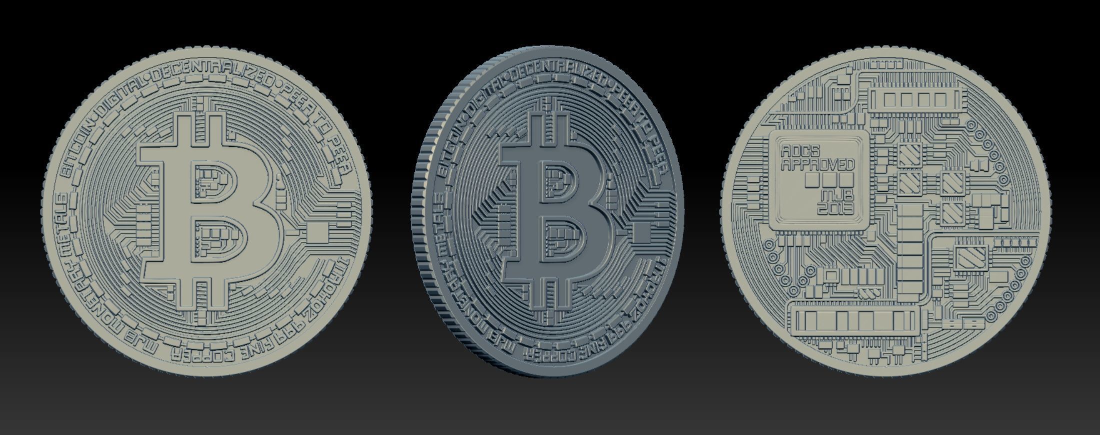 Bitkoin 3DM STL OBJ model for 3D printing and CNC 3D print model_2