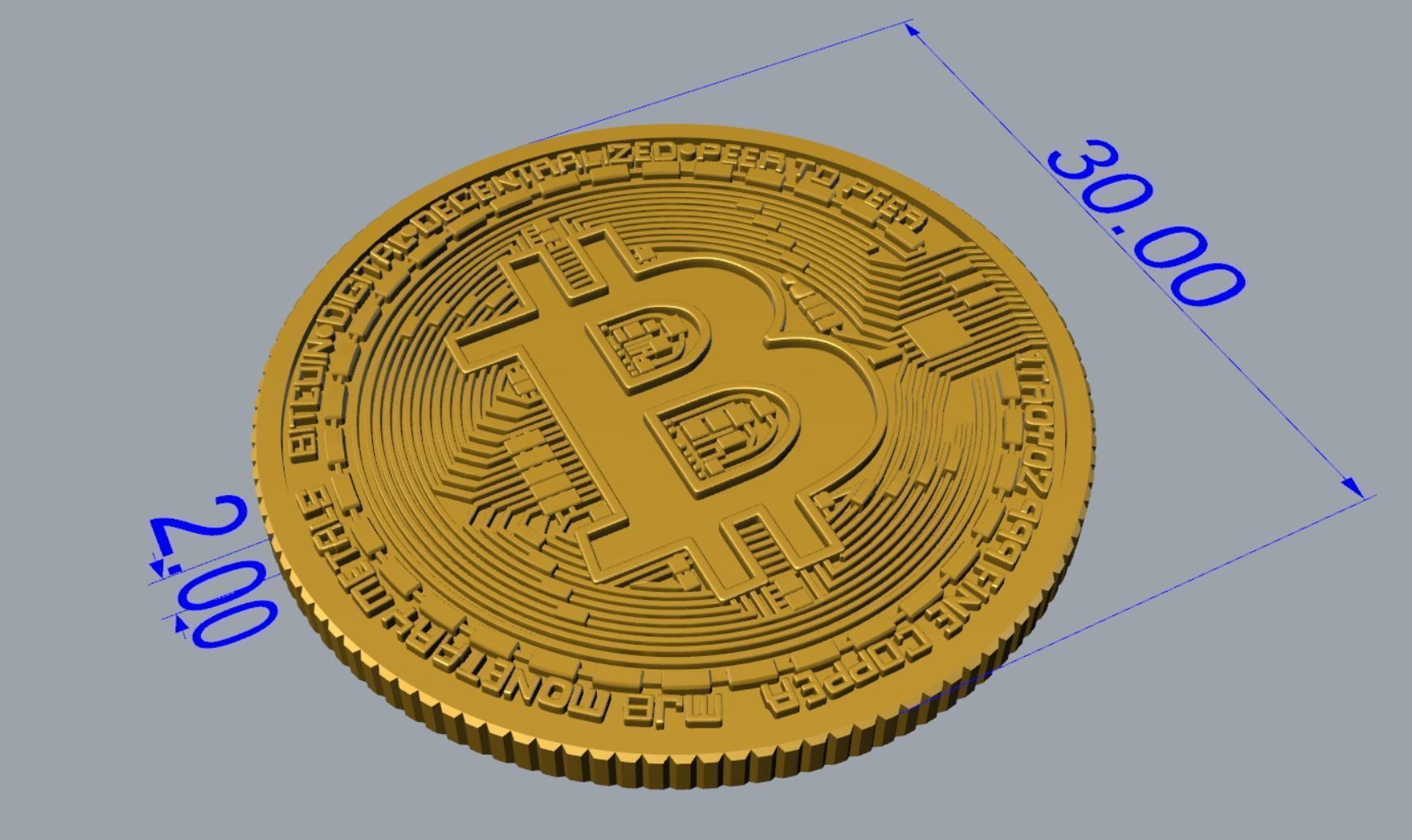 Bitkoin 3DM STL OBJ model for 3D printing and CNC 3D print model_4