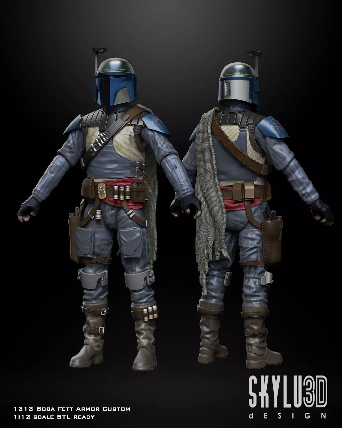 1313 Boba Fett One12 Scale Custom STL Files 3D print model_0