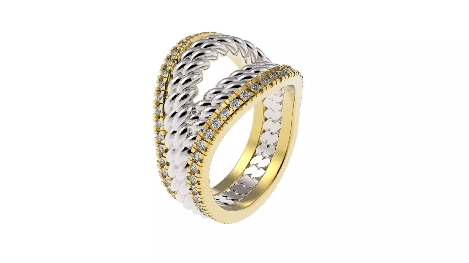 Double braid ring and fishtail mount 3D print model_0