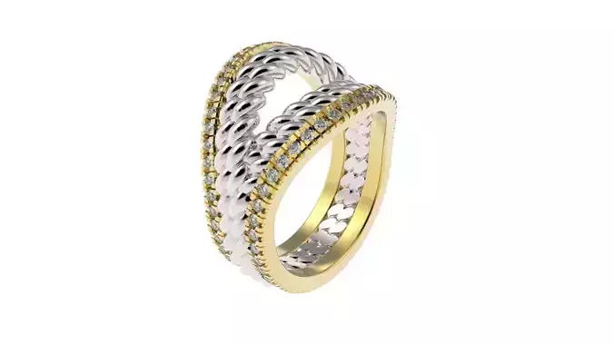 Double braid ring and fishtail mount