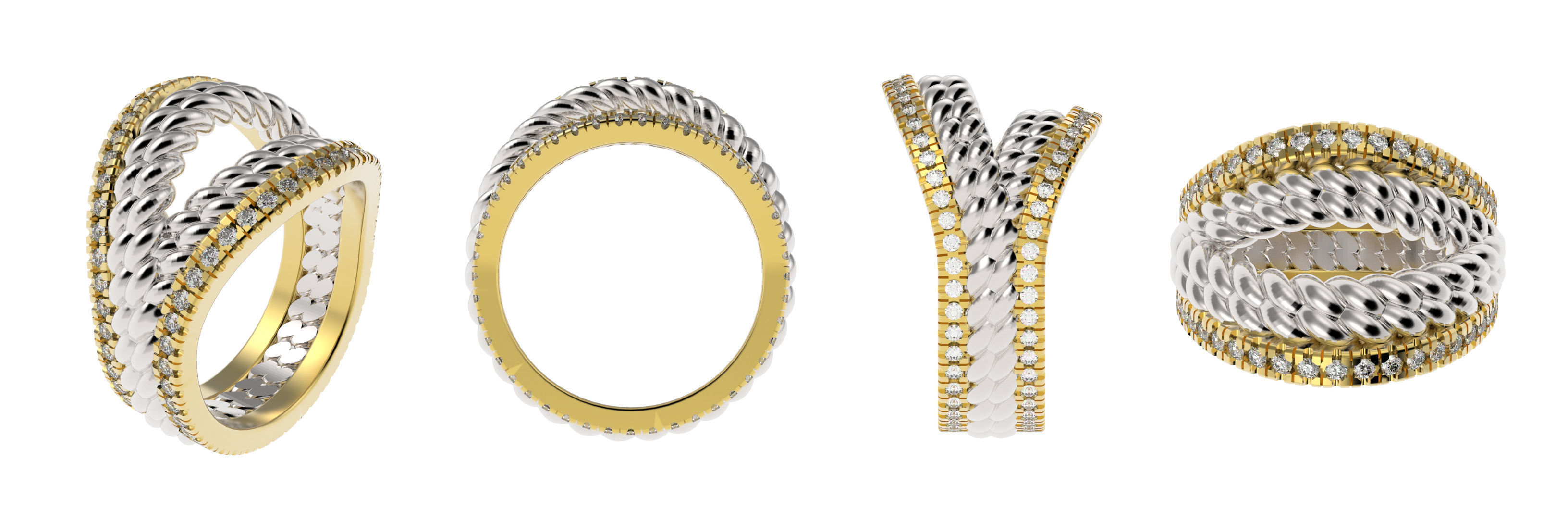 Double braid ring and fishtail mount 3D print model_5