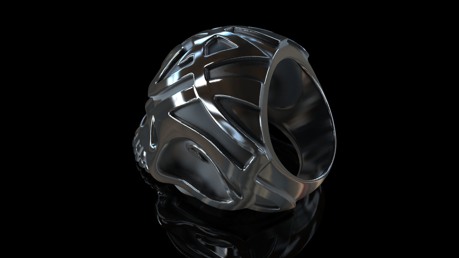 Celtic skull ring 3D print model_2