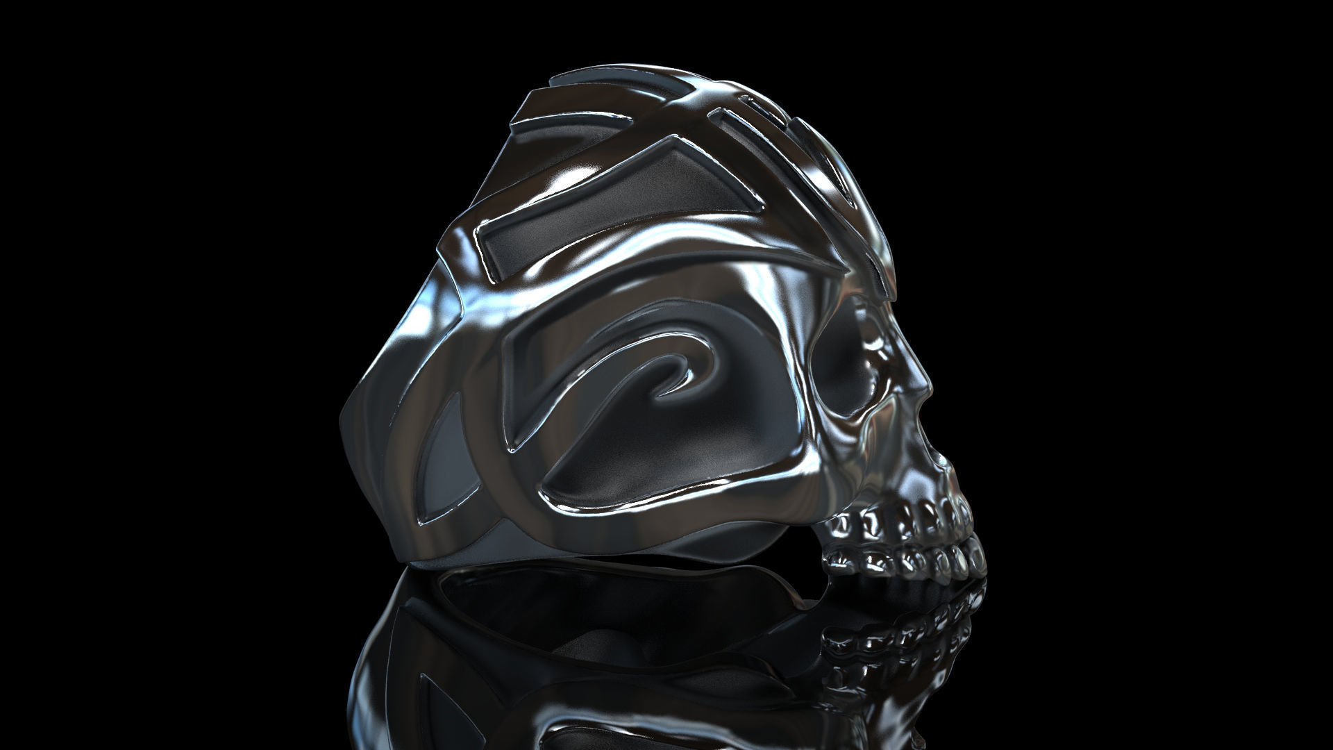 Celtic skull ring 3D print model_1