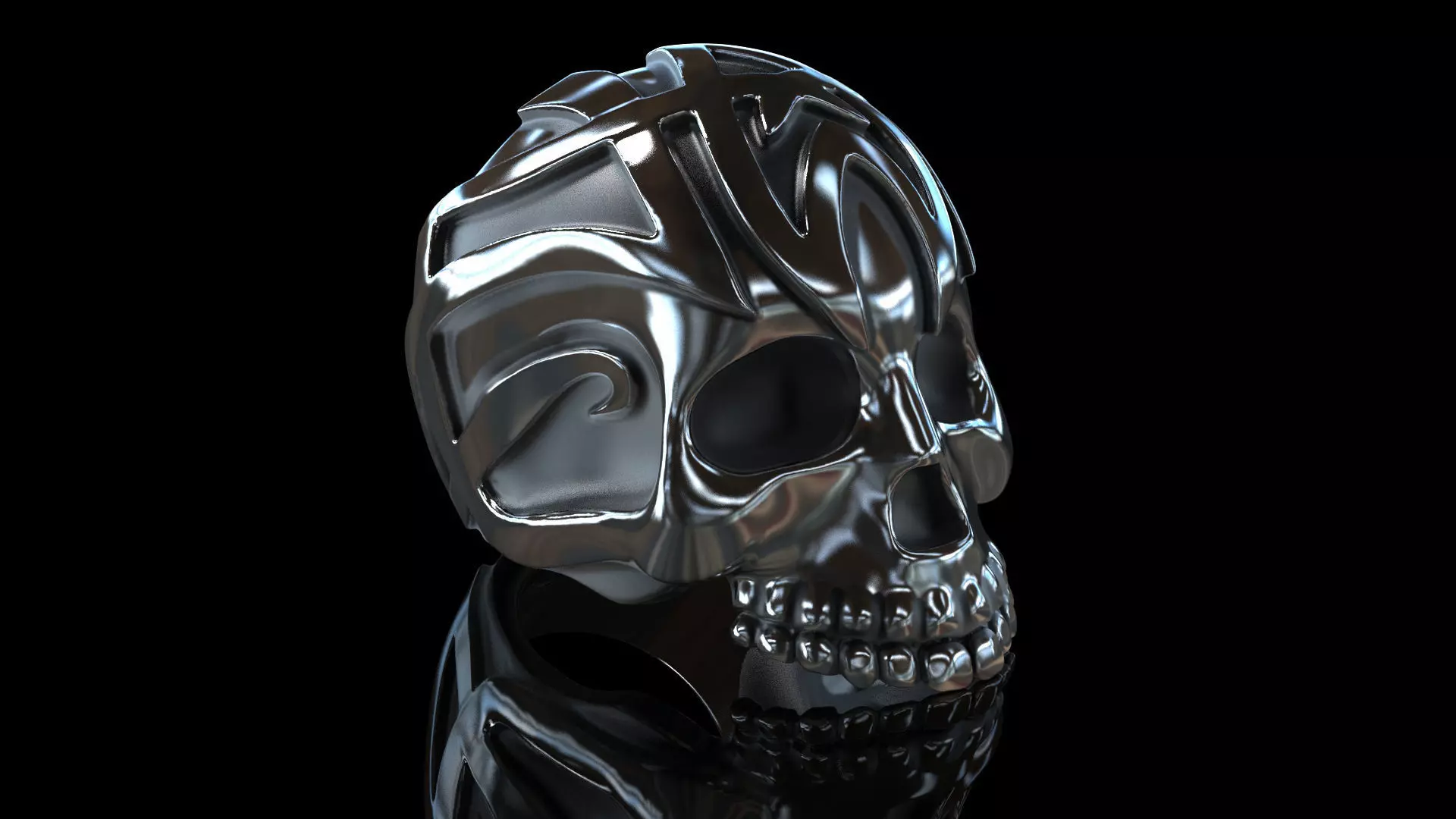 Celtic skull ring 3D print model_0