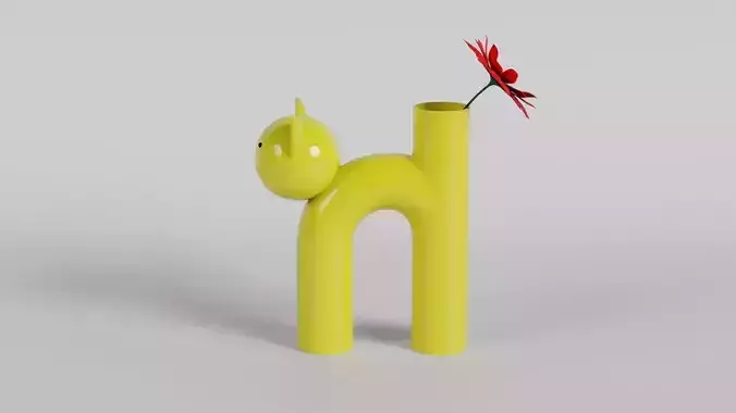 Minimalist Cat Figure Vase 