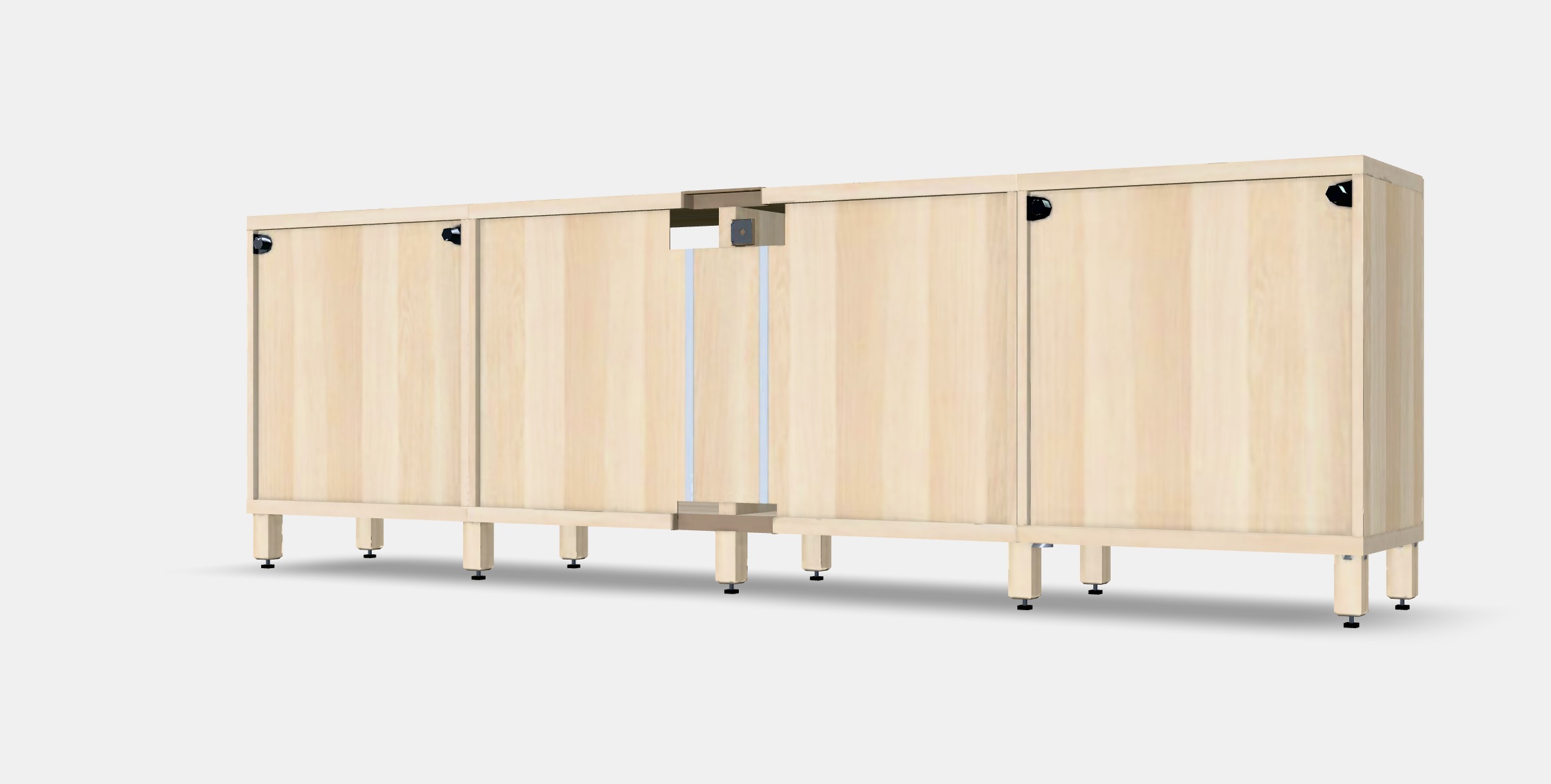 BESTA TV bench with doors and drawers 2 Low-poly 3D model_6