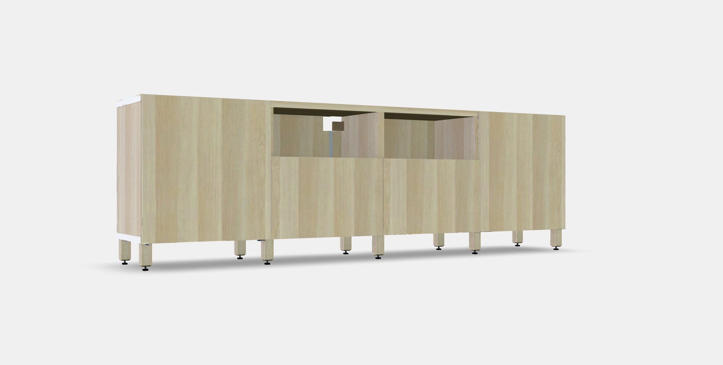 BESTA TV bench with doors and drawers 2 Low-poly 3D model_9