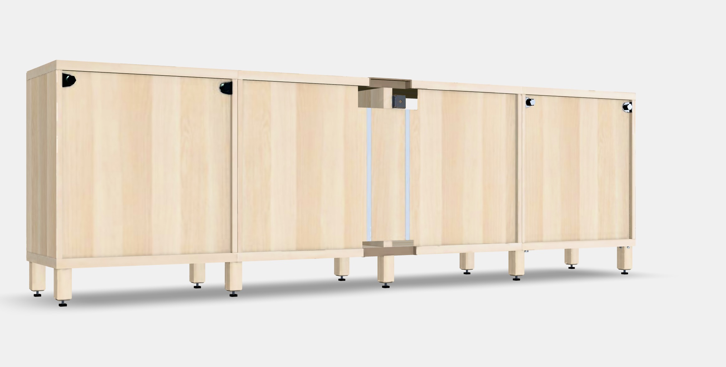 BESTA TV bench with doors and drawers 2 Low-poly 3D model_2