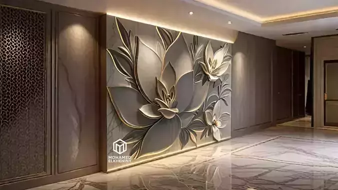 modern panel wall decor set wall relief mural CNC 119