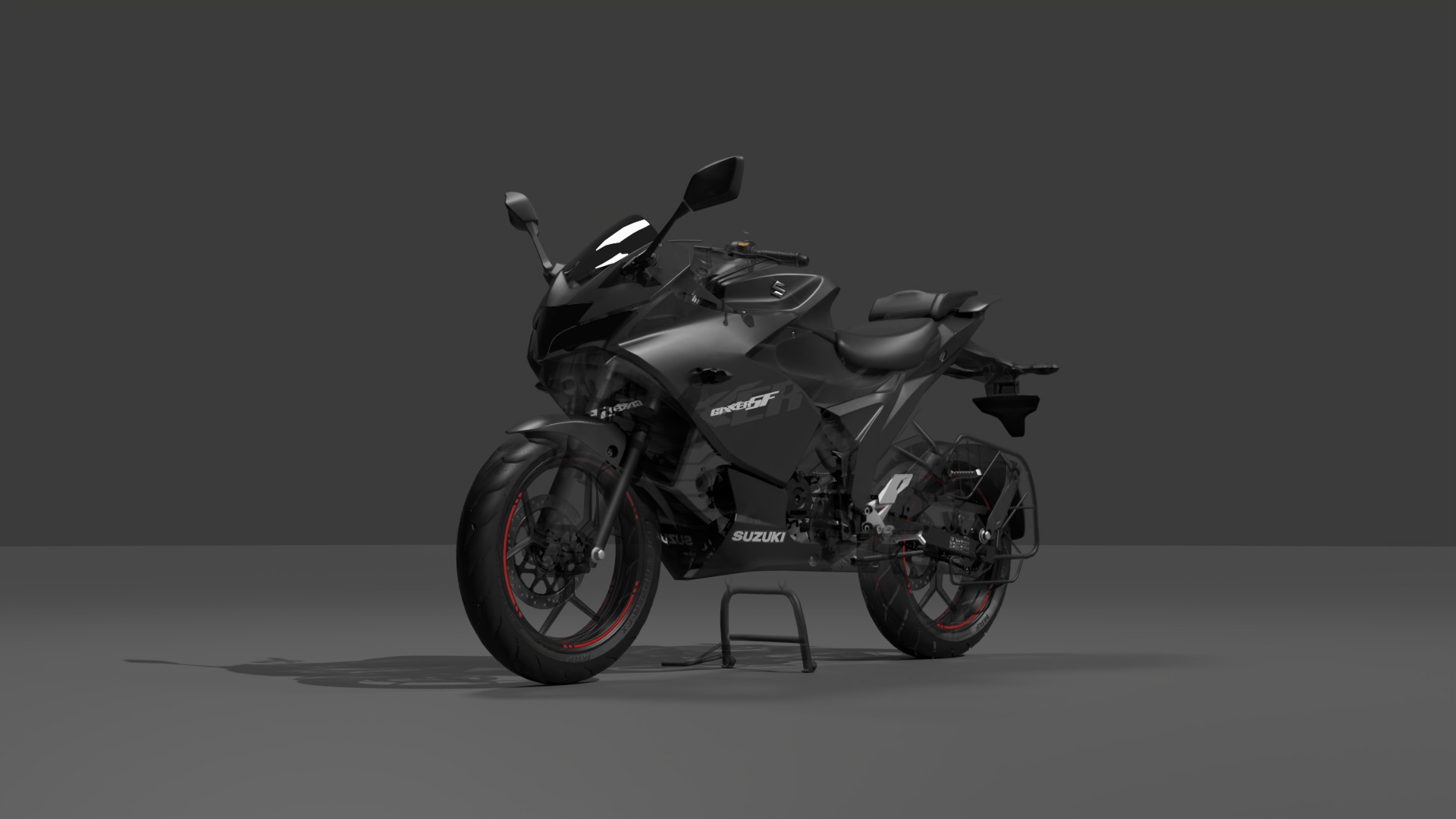 realistic Suzuki Gixxer ABS 2022 Fully Rigged and Animated 3D model_4