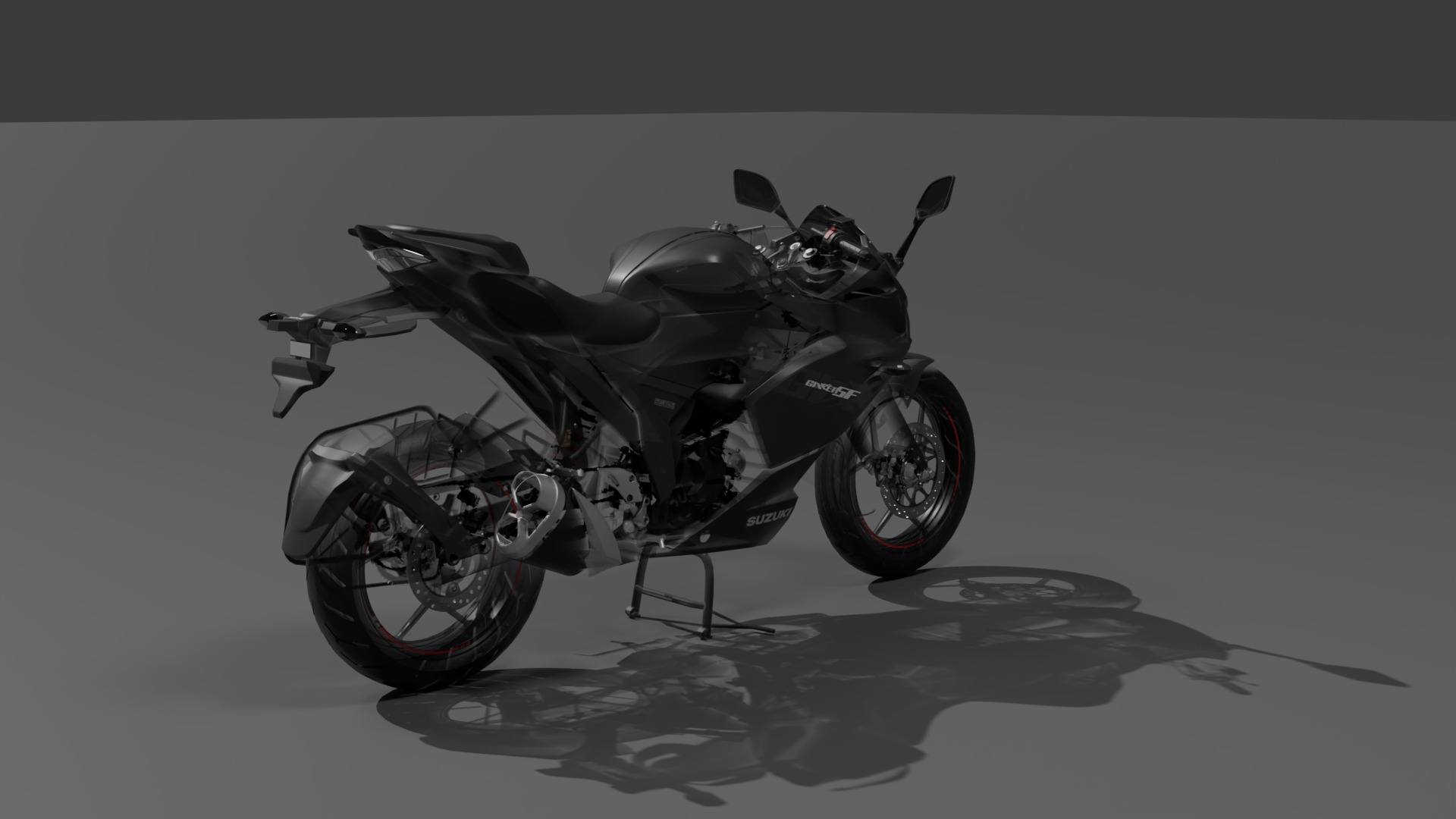 realistic Suzuki Gixxer ABS 2022 Fully Rigged and Animated 3D model_2