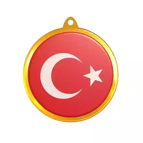 Turkish Flag on a golden medal badge