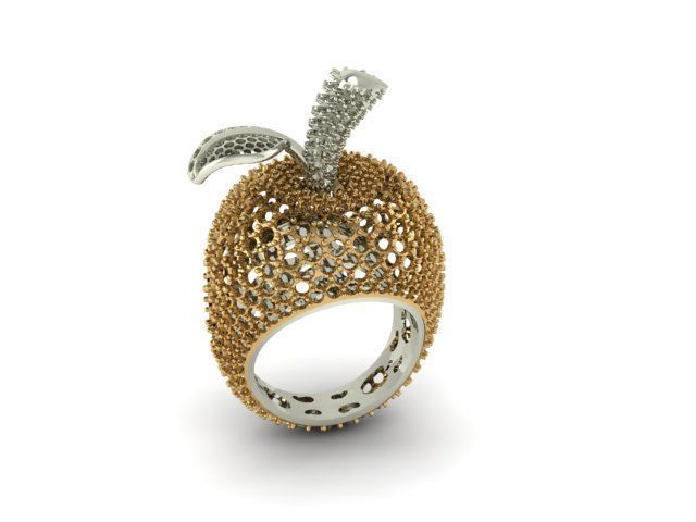 Apple Diamond rare Ring 3dm stl obj 3D print model 3D print model_2